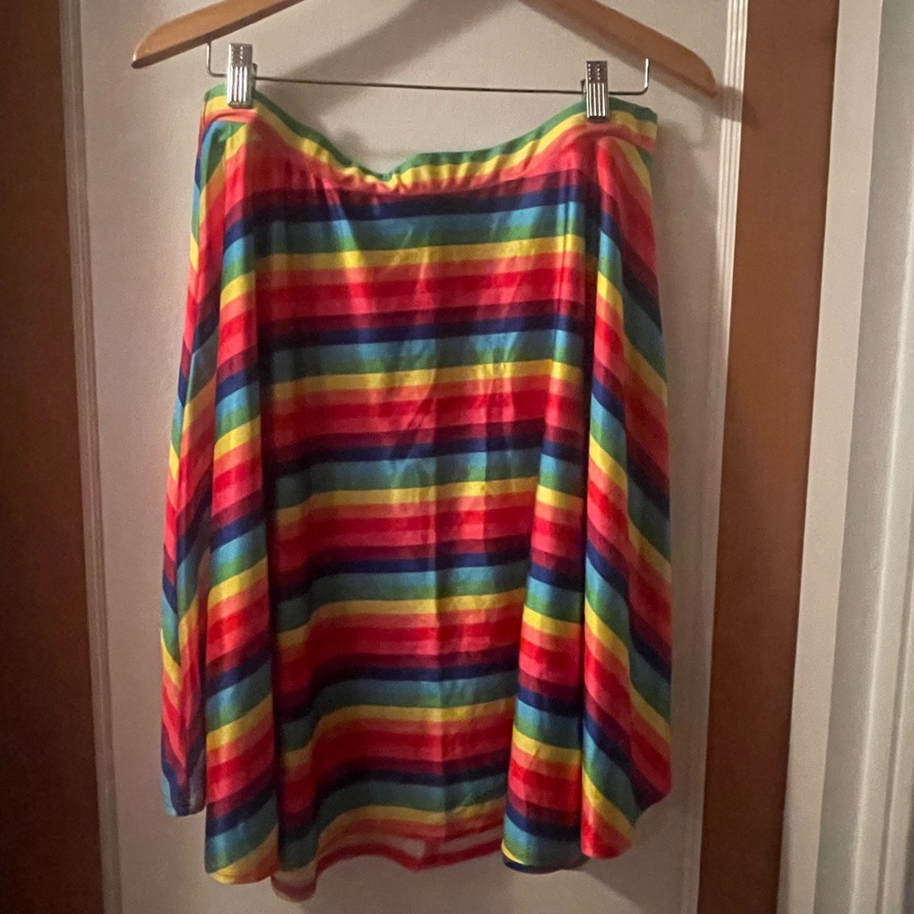 Rainbow A-Line Midi Skirt for Casual Wear 🌈